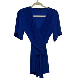 Express Royal Blue Wrap-Front Romper – XS